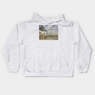 Boat in the Flood at Port Marly by Alfred Sisley Kids Hoodie